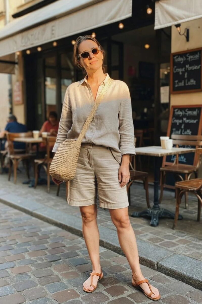 soft linen shirt and shorts combination
