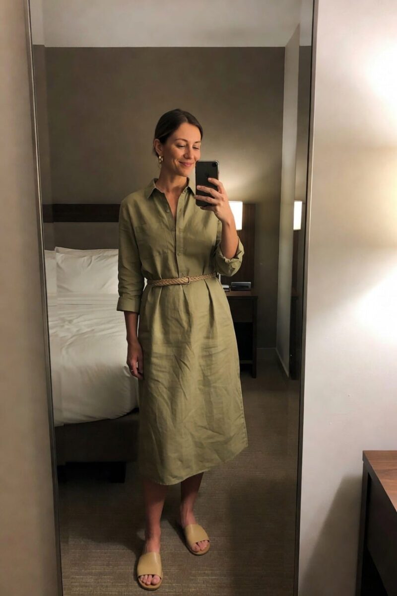 shirt dress in soft green