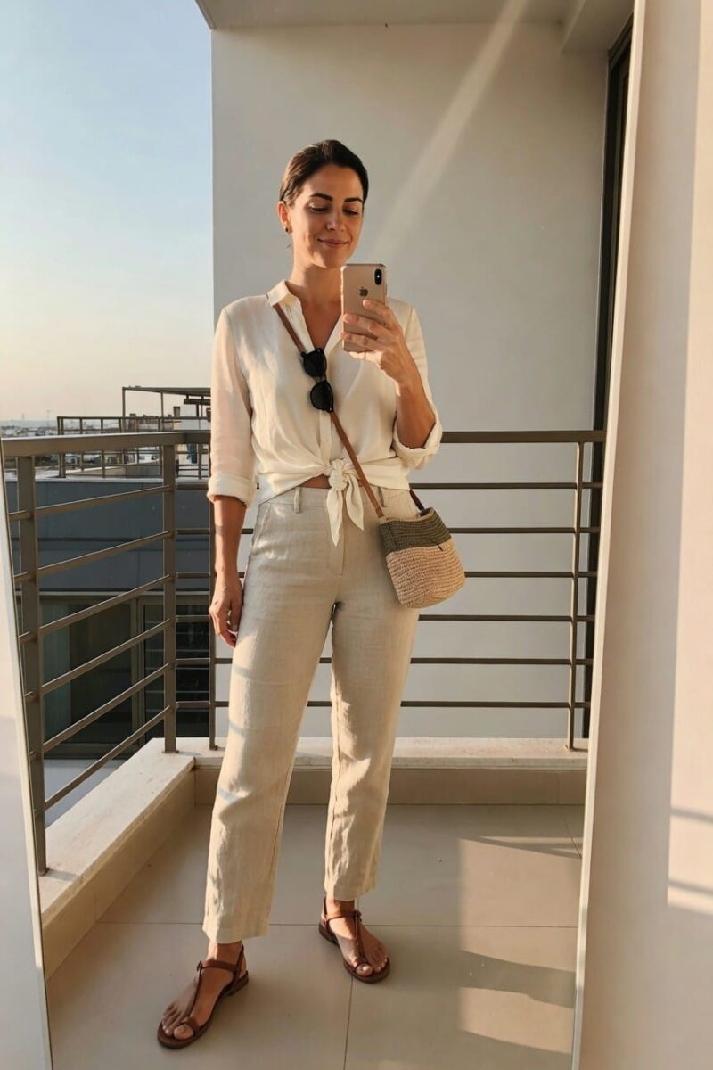 linen shirt and pants for office days